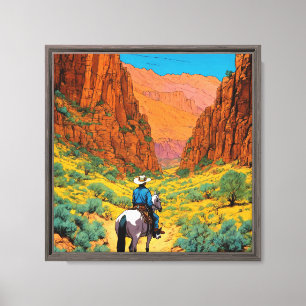Lienzo Vaquero De Inspiración Tintin   Escena del cañón d