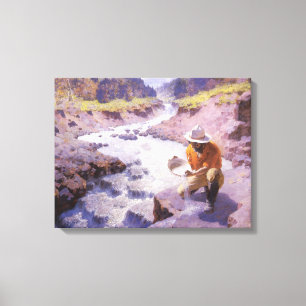 Lienzo Vaquero del vintage, criticando el oro, Wyoming de