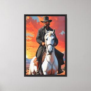 Lienzo Vaquero en el desierto occidental del caballo blan