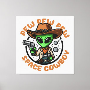 Lienzo Vaquero Espacial Alien Divertido