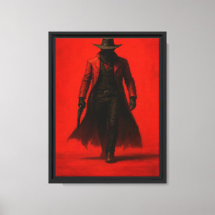 Lienzo Vaquero Oscuro en Rojo Infierno Occidental