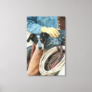 Lienzo Vaquero y perro en caballo