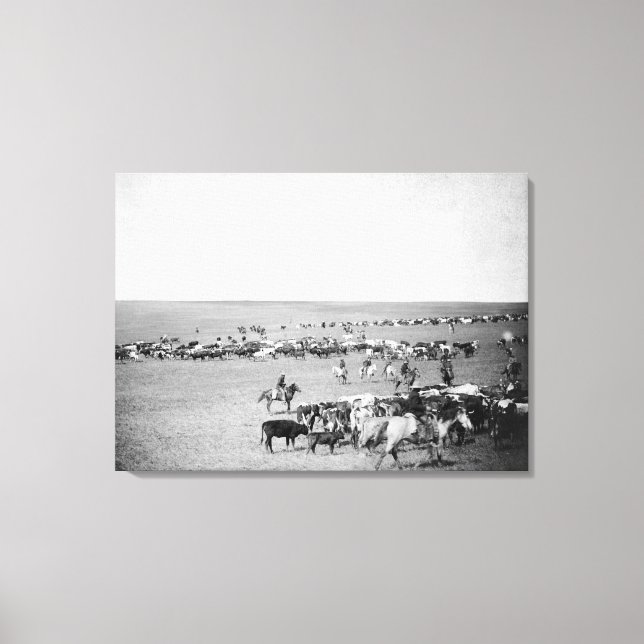 Lienzo Vaqueros con ganado en la Cordillera Fotografía (Anverso)