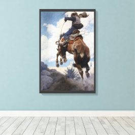 Lienzo Vaqueros occidentales vintage, Bucking de NC Wyeth