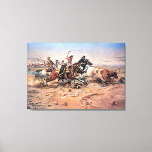 Lienzo Vaqueros roping un buey, 1897 (aceite en lona)