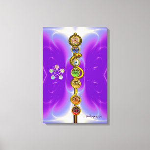 LIENZO VARA DE ASCLEPIO 7 CHAKRAS, YOGA, ENERGÍA ESPIRITU