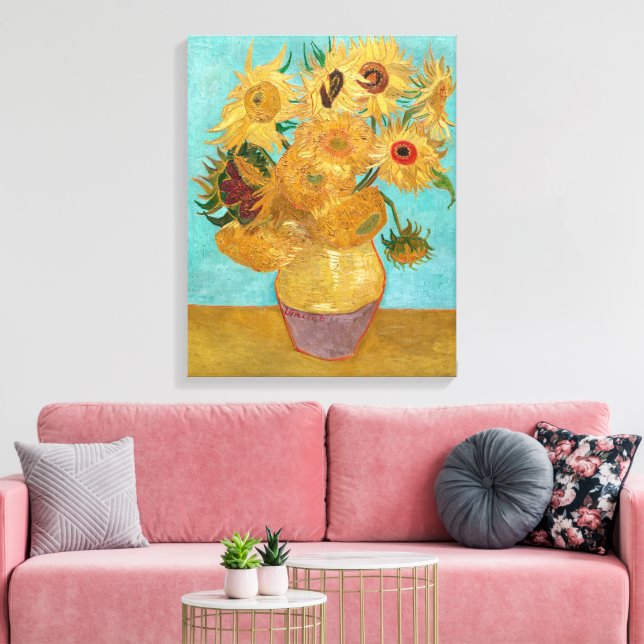 Lienzo Vase con doce girasoles | Van Gogh | (Insitu (Sala de estar))