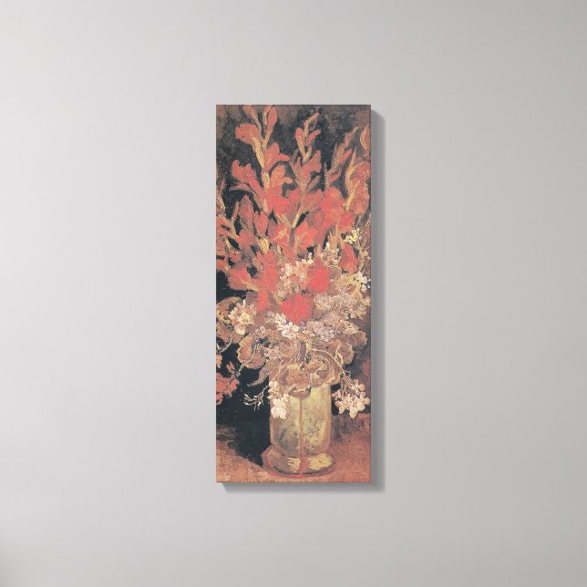 Lienzo Vase con Gladioli y Carnations de Van Gogh (Anverso)