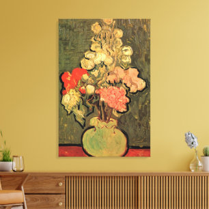 Lienzo Vase con patas Rosas por Vincent van Gogh
