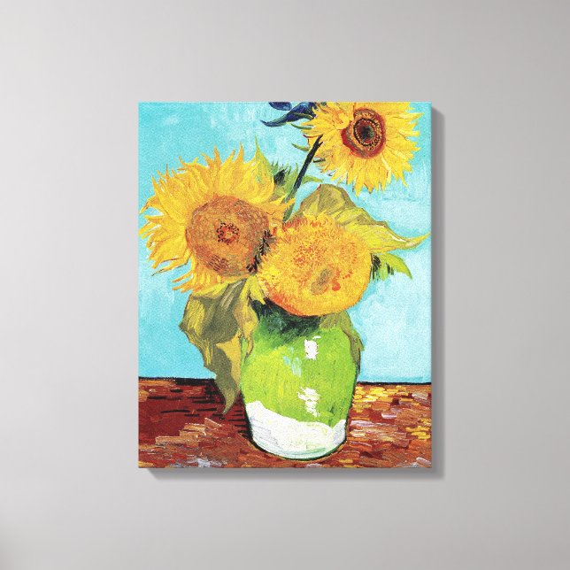 Lienzo Vase con tres flores de Vincent Van Gogh (Anverso)