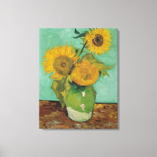 Lienzo Vase con tres girasoles, Vincent van Gogh