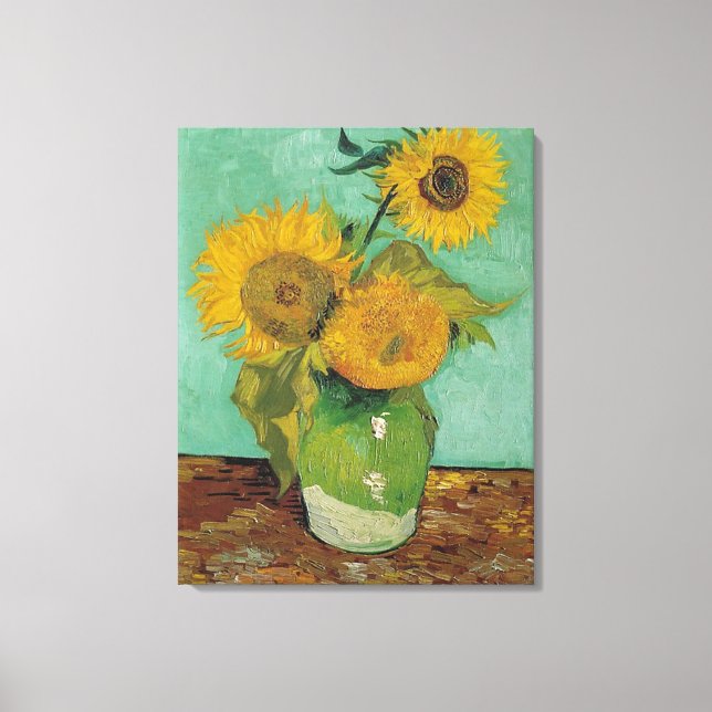 Lienzo Vase con tres girasoles, Vincent van Gogh (Anverso)