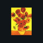 Lienzo Vase de la vida con 15 girasoles Vincent van Gogh<br><div class="desc">Still Life: Vase con los quince girasoles de Vincent van Gogh es un bello arte vintage post impresionismo aún vida floral pintura. Hermoso ramo de girasoles recién cortados en amarillo y naranja de un jardín de verano en plena floración. Sobre el artista: Vincent Willem van Gogh (1853-1890) fue uno de...</div>