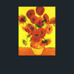Lienzo Vase de la vida con 15 girasoles Vincent van Gogh<br><div class="desc">Still Life: Vase con los quince girasoles de Vincent van Gogh es un bello arte vintage post impresionismo aún vida floral pintura. Hermoso ramo de girasoles recién cortados en amarillo y naranja de un jardín de verano en plena floración. Sobre el artista: Vincent Willem van Gogh (1853-1890) fue uno de...</div>