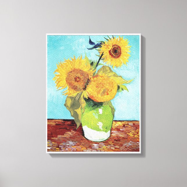 Lienzo Vase de Vincent van Gogh con tres girasoles 1888 (Anverso)