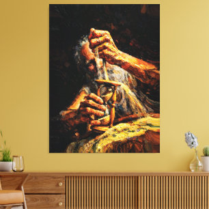 Lienzo Vaso de arena del viejo Tiempo escapándose Impasto