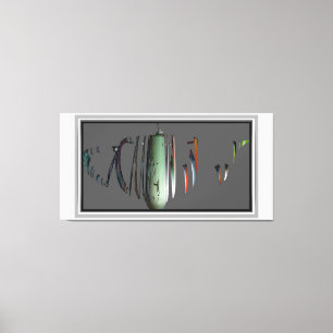 Lienzo Vaso Verde Roto y Desarticulado Sobre Gris