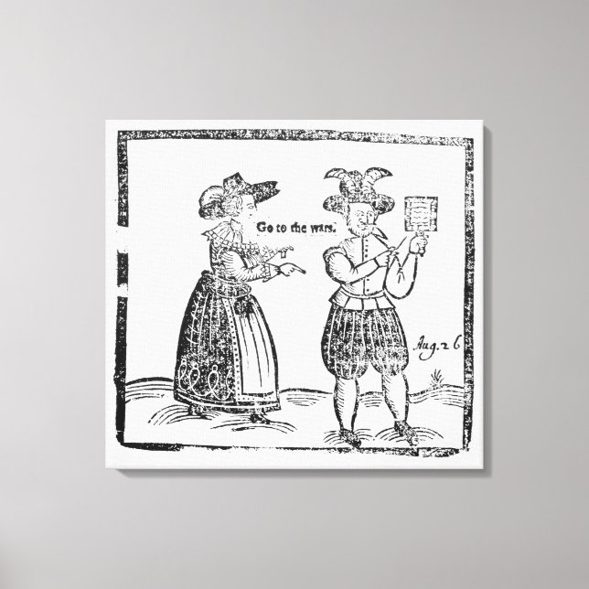 Lienzo Vayan a las guerras, ilustracion de un panfleto sh (Anverso)