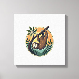 Lienzo Vector de perezoso vintage Insignia de fauna retro
