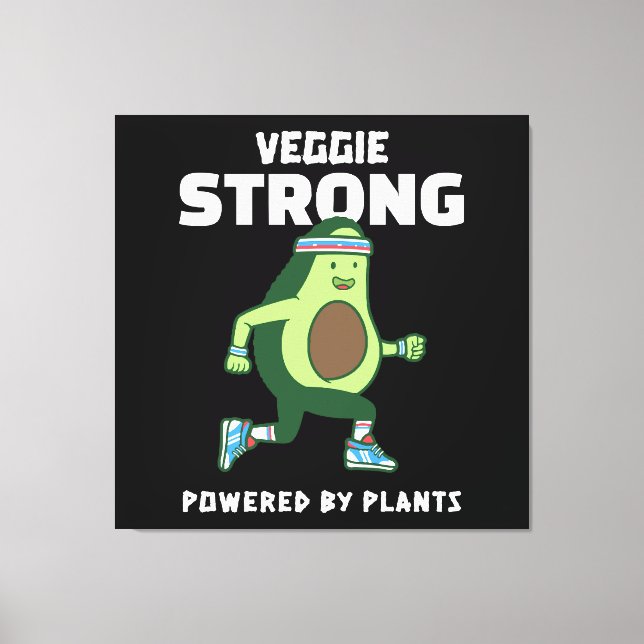Lienzo Veggie Strong, impulsado por plantas (Anverso)
