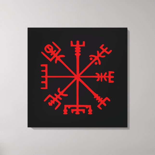 Lienzo Vegvísir Rojo Sangre (Vegvísir Viking Compass) (Anverso)