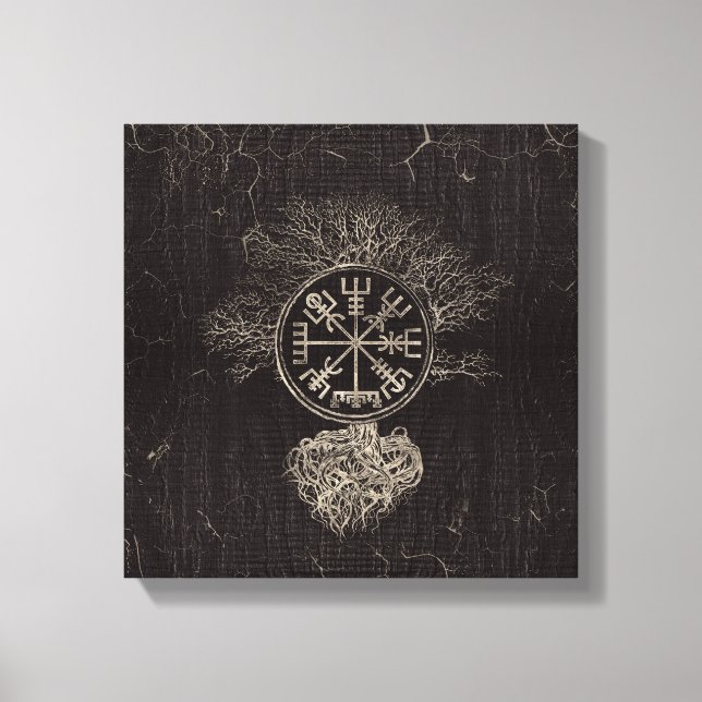 Lienzo Vegvisir y árbol de la vida - Yggdrasil (Anverso)