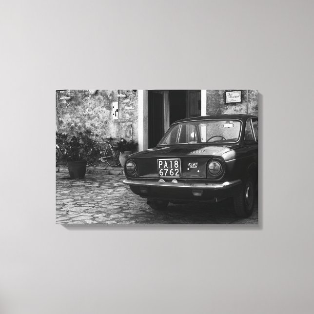 Lienzo Vehículo FIAT de época en Italia monocromo (Anverso)