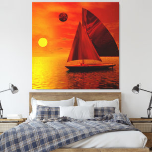 Lienzo Vela al atardecer