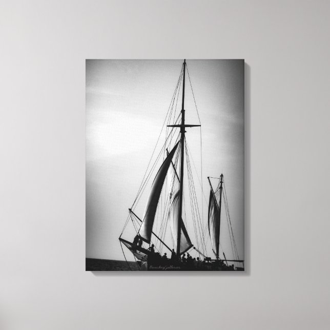 Lienzo Vela Aruba en blanco y negro (retrato) (Anverso)