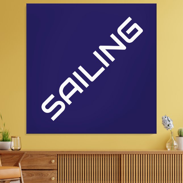 Lienzo VELA Blanco Náutico Texto Sobre Azul Naval (Insitu (Sala de estar))