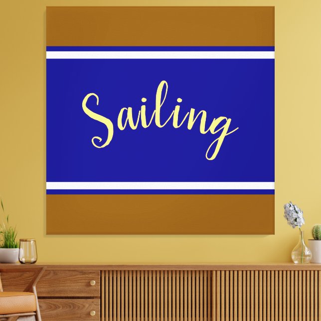 Lienzo VELA Fun Naval Azul franjas de Carreras Marrón Bla (Insitu (Sala de estar))