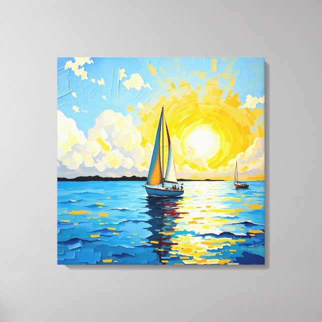 Lienzo Velero al atardecer (Anverso)