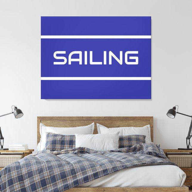 Lienzo VELERO Moderno Texto Blanco con Rayas en Azul Prof (Insitu(Dormitorio))