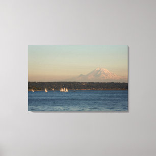 Lienzo Veleros en el lago Washington, con Mercer Island