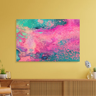 Lienzo “Vellum Etéreo” – Azul Turquesa Rosa Abstracto   