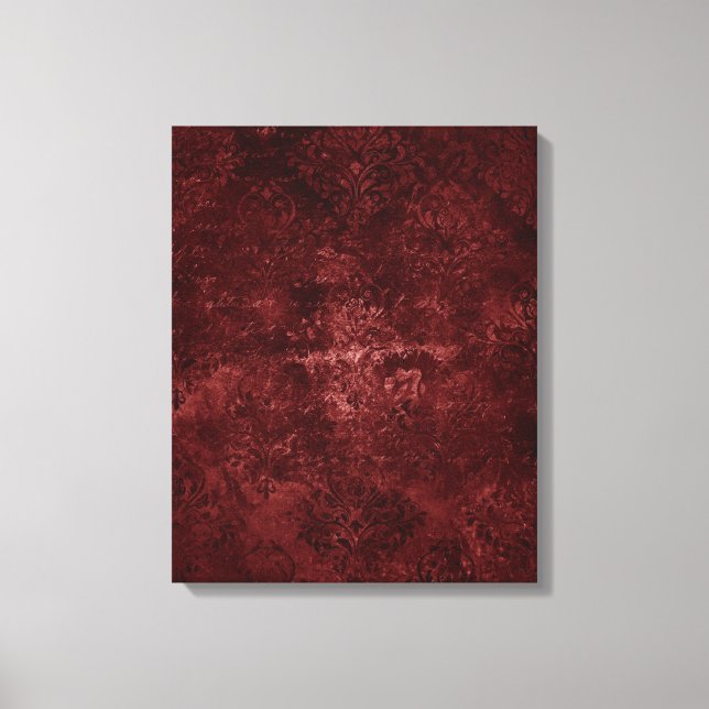 Lienzo Velvety Henna Damask | Grunge con angustia roja (Anverso)