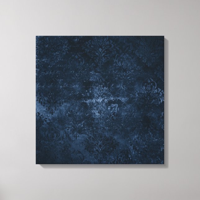 Lienzo Velvety Navy Damask | Barroco azul oscuro (Anverso)