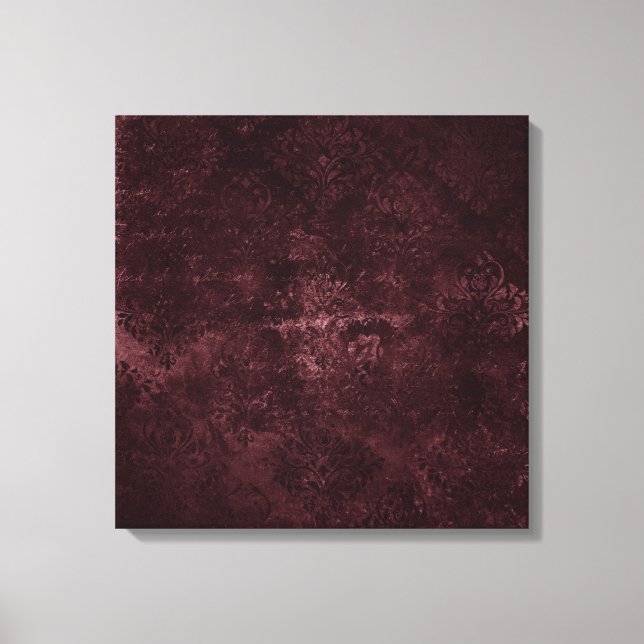 Lienzo Velvety Wine Damask | Bordeaux Sangria Grunge Glam (Anverso)
