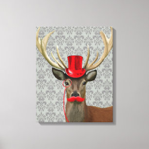 Lienzo Venado con Gorra rojo y bigote