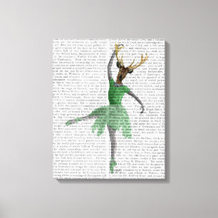 Lienzo Venado de ballet en verde