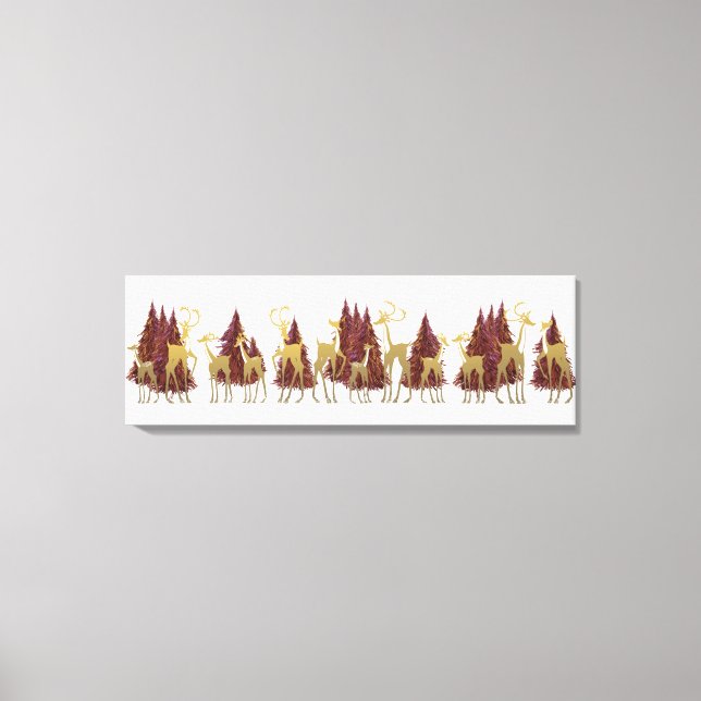 Lienzo Venado de invierno con nieve en bosque de madera (Anverso)