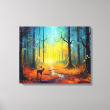 Venado en el bosque otoñal del arcoiris