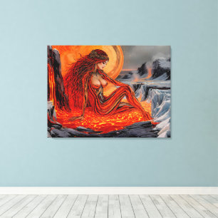 Lienzo "Venas del volcán" - Retrato de mujer volcánica