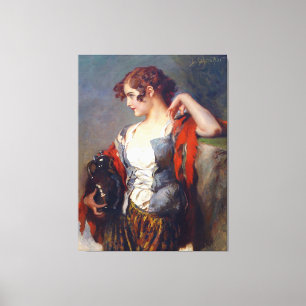 Lienzo Vendedora De Chicas Vintage Con Jar