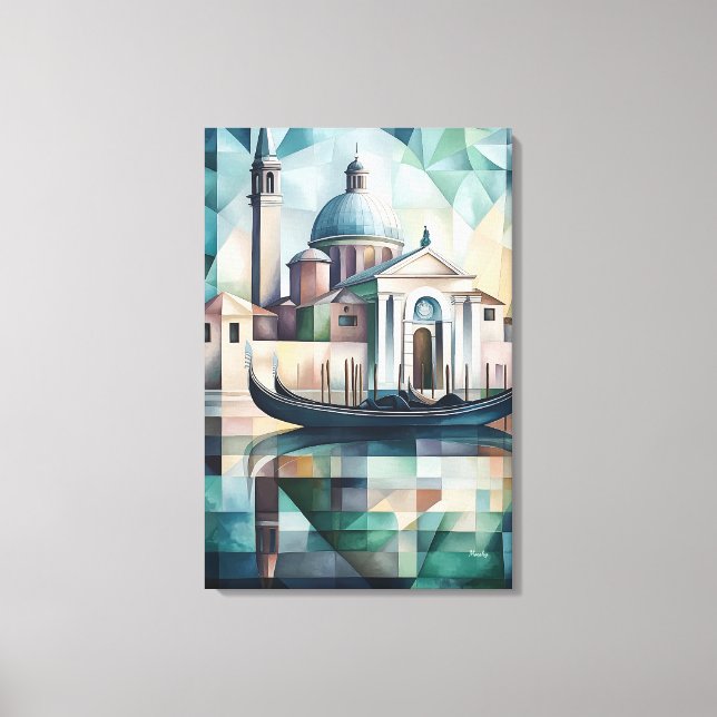 Lienzo Venecia abstracta geométrica con góndola (Anverso)