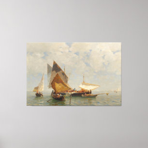 Lienzo Venecia, barco de pescadores en la laguna (1889)