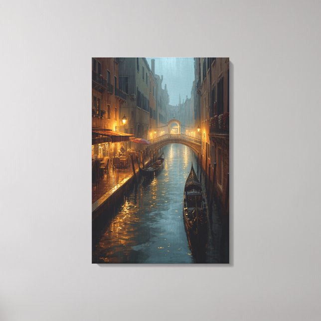 Lienzo Venetian Glow – Rainy Night Lights and Reflections (Anverso)