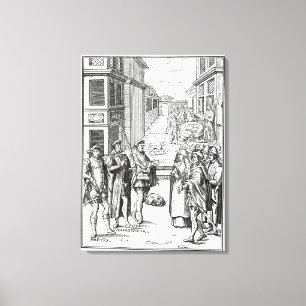 Lienzo Venta del pregonero, después de un grabar en