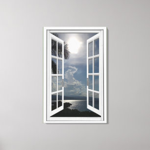 Lienzo Ventana de Fake Sea View Trompe L'oeil