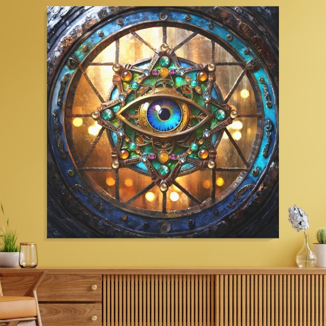 Lienzo Ventana de ojo de buey rústica Tercer Ojo (Insitu (Sala de estar))